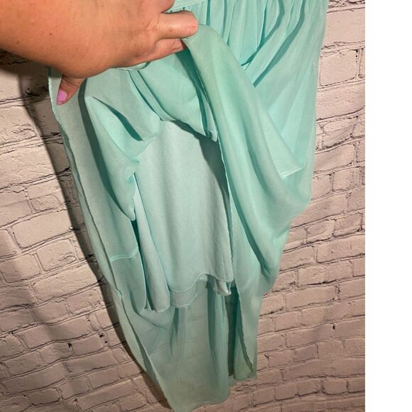 City Studio Formal Dress Size 5 Light Turquoise Bead Detail One Shoulder - Picture 6 of 14